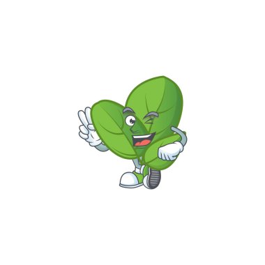 İki parmaklı fesleğen maskot tarzı.