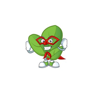 Süper kahraman kostümlü bir fesleğen karikatürü.