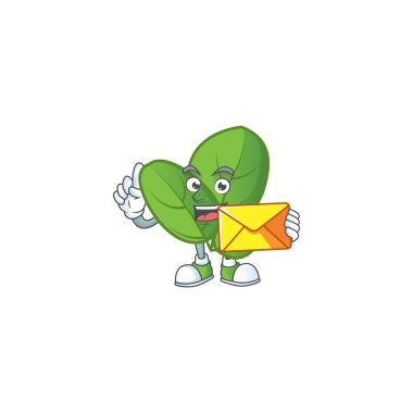 Zarflı neşeli fesleğen maskot karakteri