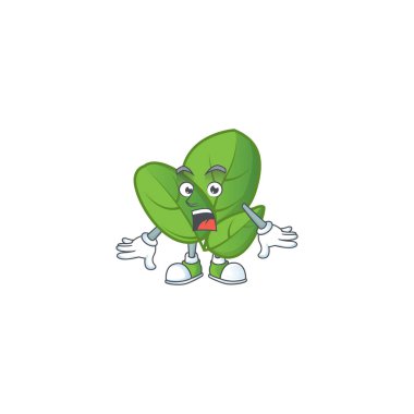 Karikatür maskot tasarımında sürpriz fesleğen hareketi