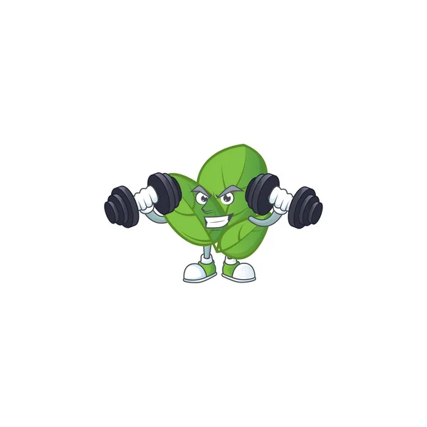 Fitness ícone mascote de manjericão exercício com sinos — Vetor de Stock