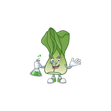 Cam tüp tutan akıllı bok çukulatalı çizgi film karakteri