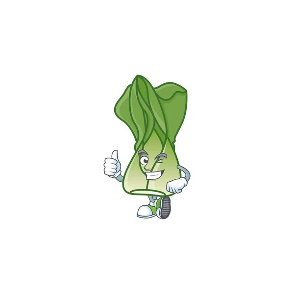 Personaje de dibujos animados de bok choy haciendo el gesto Pulgares arriba — Vector de stock