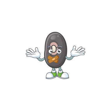 Siyah fasulye çizgi film karakteri tarzı sessiz bir jest.