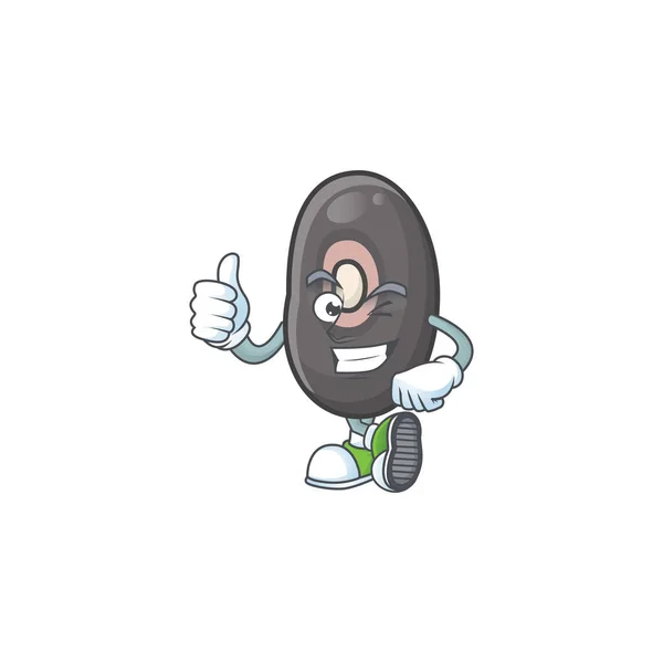 Personagem de desenhos animados de feijão preto fazendo Thumbs up gesto — Vetor de Stock