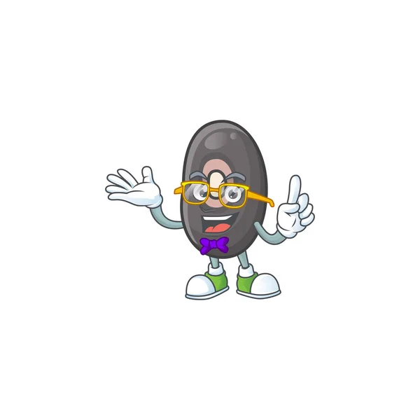 Super Cute Geek черная фасоль дизайн персонажа мультфильма — стоковый вектор