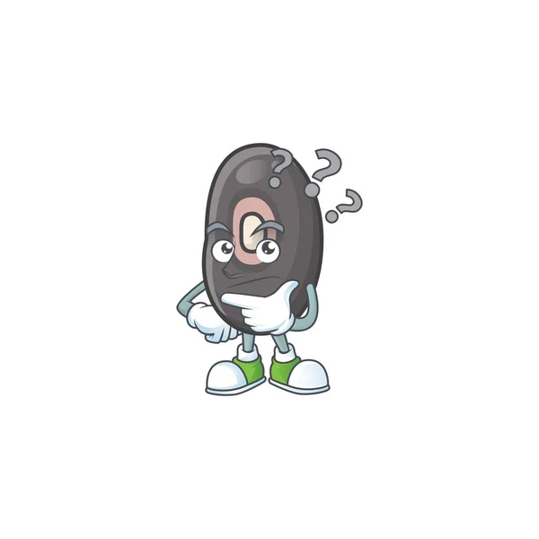 Personagem de desenhos animados de feijão preto com gesto confuso — Vetor de Stock