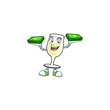 Neşeli yüz şampanya kadehi karakteri.