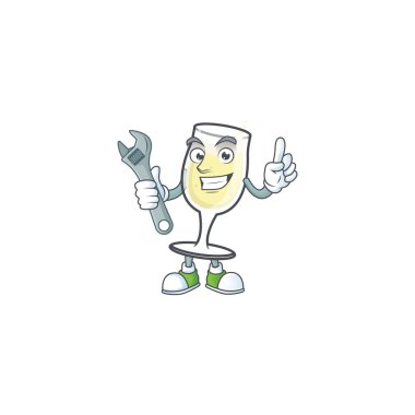 Akıllı ve profesyonel mekanik şampanya, cam çizgi film karakteri.