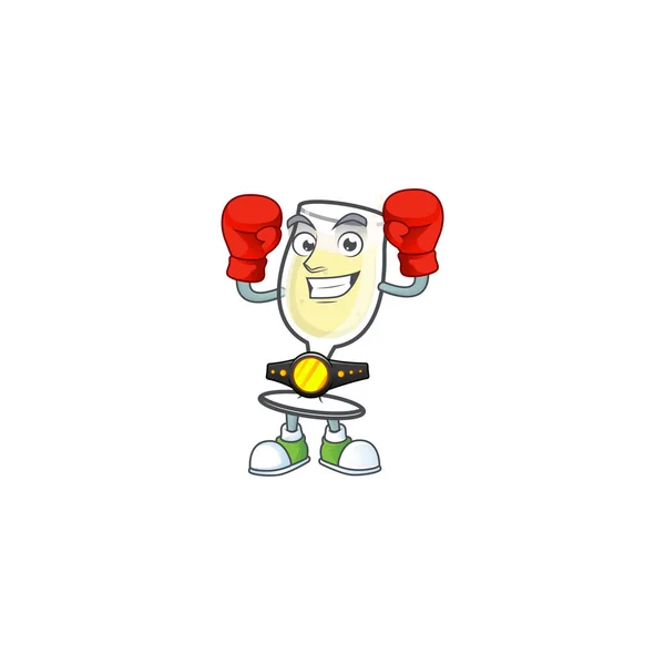 Funny Face Boxing champagne glass cartoon character design — Stock Vector