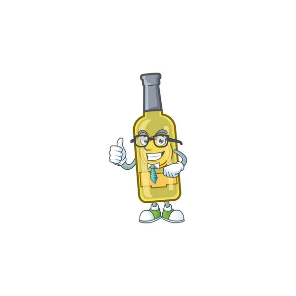 Cool Businessman champanhe amarelo garrafa desenho animado personagem design —  Vetores de Stock