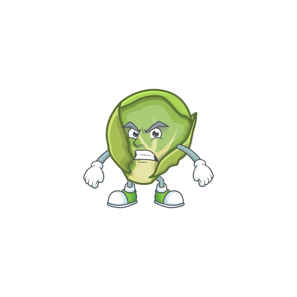 Изображение брюссельской капусты персонаж мультфильма с сердитым лицом — стоковый вектор
