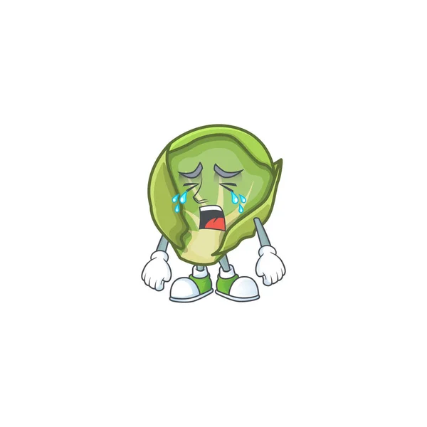 Sad Crying gesture brussels sprouts cartoon character style — Stock Vector