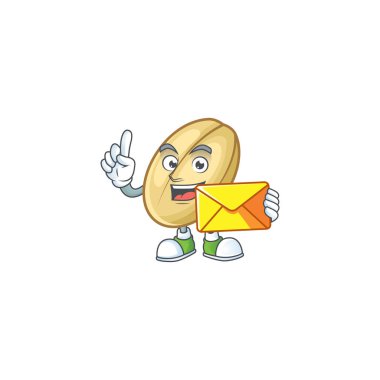 Zarflı neşeli fasulye maskotu çizgi filmi