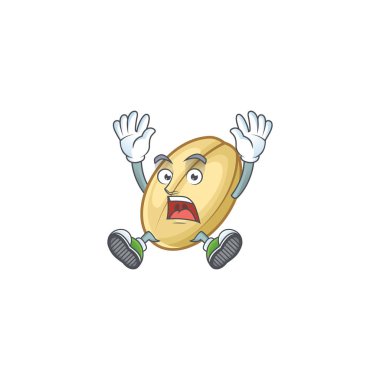 Şok edici bir jest ile bölünmüş fasulye stili çizgi film karakteri