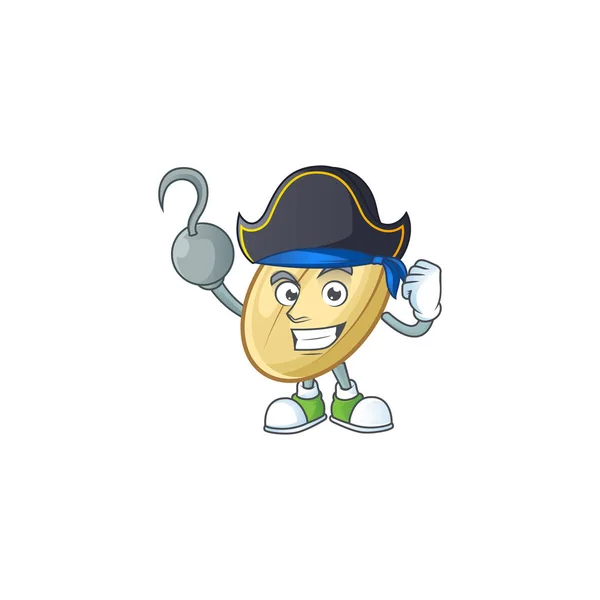 Satu tangan bajak laut membagi karakter kartun kacang mengenakan topi - Stok Vektor