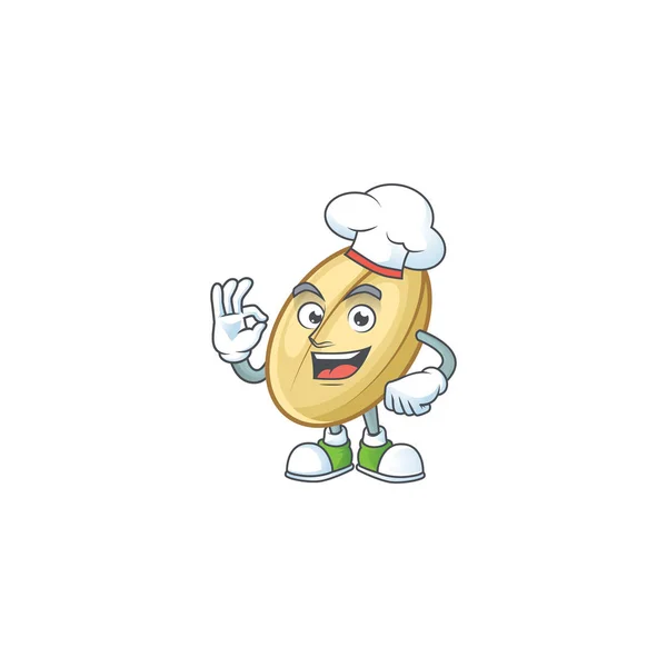 Smiley Face chef split bean personagem com chapéu branco — Vetor de Stock