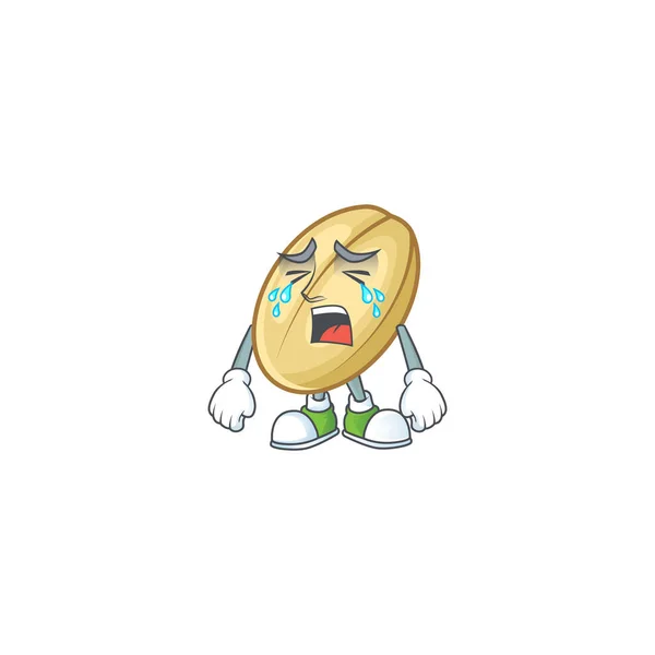 Sad Crying gesture split bean cartoon character style — Stock Vector
