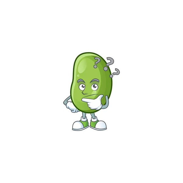Cartoon character of green beans with confuse gesture — ストックベクタ