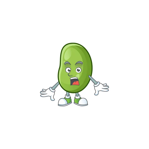 Geste de haricots verts surpris sur la conception de mascotte de dessin animé — Image vectorielle