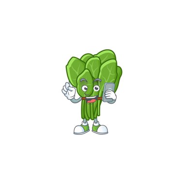 Telefonda konuşan ıspanağın maskot tasarımı.