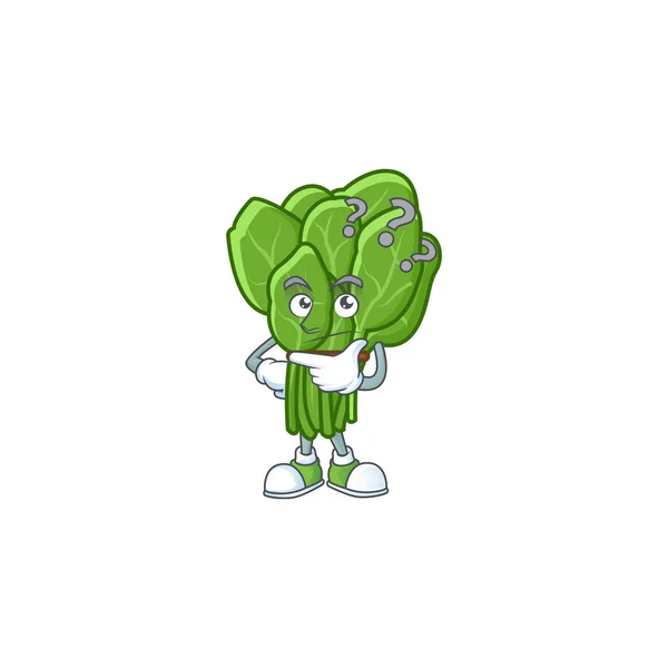 Personaggio dei cartoni animati di spinaci con gesto confuso — Vettoriale Stock