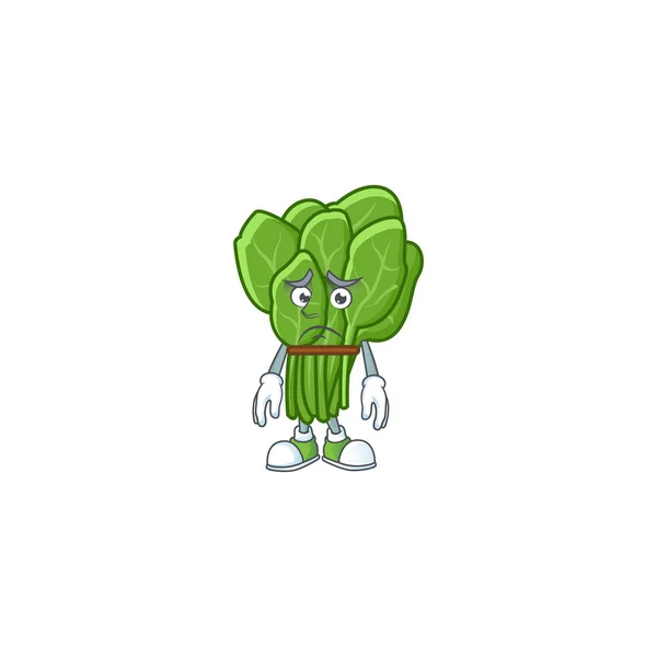 Miedo espinacas personaje de dibujos animados estilo de diseño de la mascota — Vector de stock