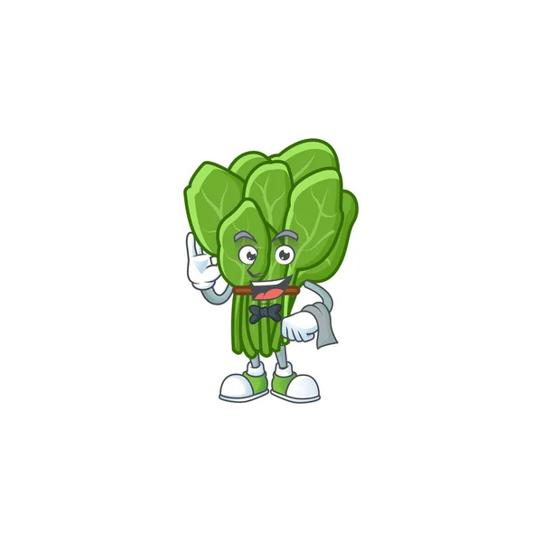 Spinach karakter kartun sebagai pelayan terlihat - Stok Vektor