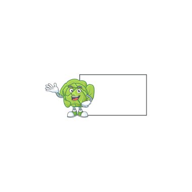 Beyaz tahta karikatür karakter tasarım tarzıyla lahana