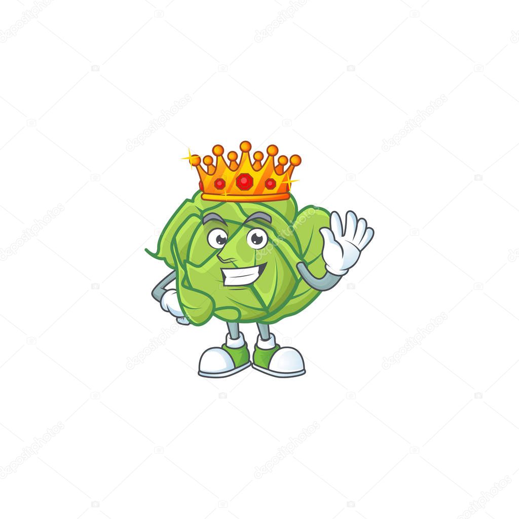 Cool King of cabbage on cartoon character style