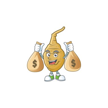 İki para çantalı mutlu Kudüs enginar çizgi film karakteri