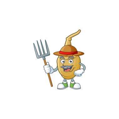 Mutlu Çiftçi Kudüs enginar şapka ve aletlerle maskot