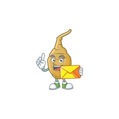 Zarflı neşeli Kudüs enginar maskot çizgi filmi