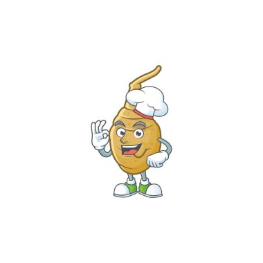 Gülen surat aşçı Kudüs enginar karakteri beyaz şapkalı