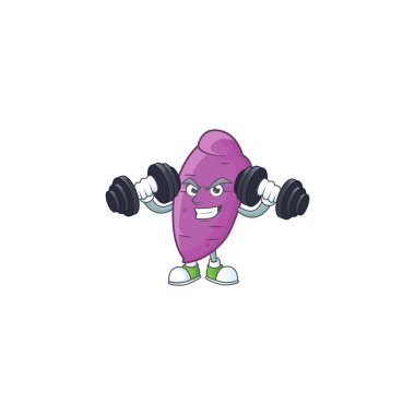 Fitness egzersizi Okinawa sapma halterli maskot ikonu