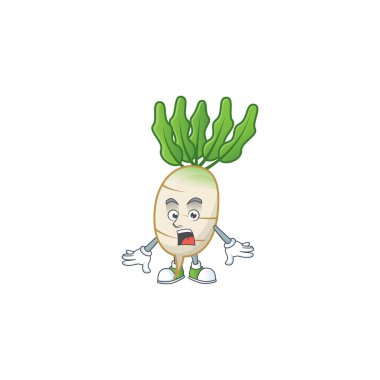 Karikatür maskot tasarımında sürpriz daikon hareketi