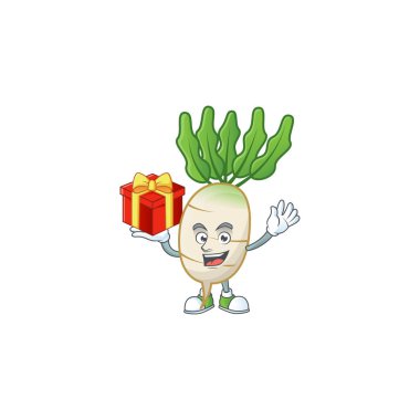 Hediye kutusu olan Daikon çizgi film karakteri
