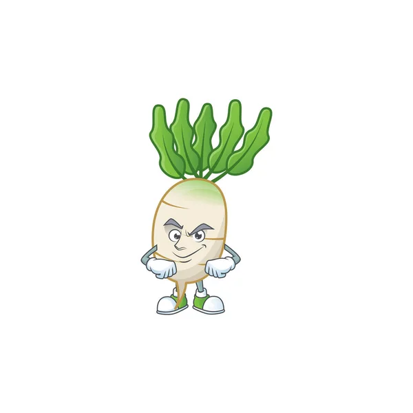 Daikon mascot cartoon character style with Smirking face — Stock Vector