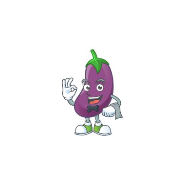 Garson kılığında patlıcan çizgi film karakteri