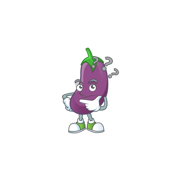 Cartoon character of eggplant with confuse gesture — Stock Vector