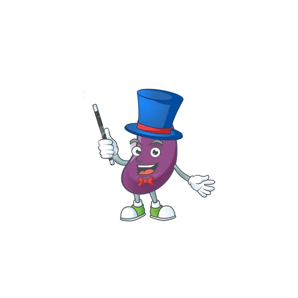 Cartoon character of eggplant performance as a Magician — Stock Vector