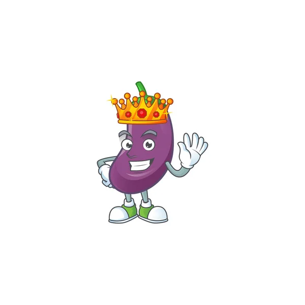 Roi cool de l'aubergine sur le style de personnage de dessin animé — Image vectorielle