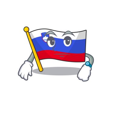 Maskot bayrağı Slovenia ile bekleme karakteri