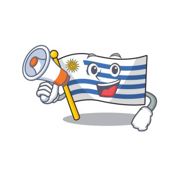 Maskotlu uruguay bayraklı megafon çizgi filmiyle