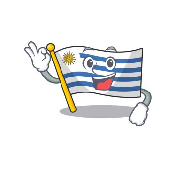 Uruguay çizgi film bayrağı karakterde izole edildi.