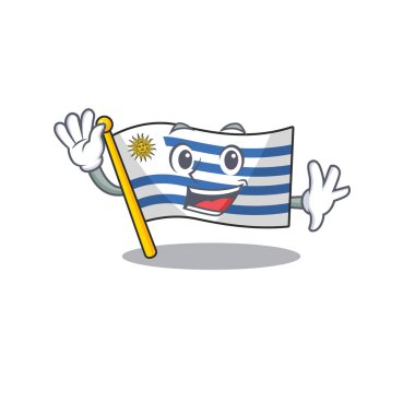 Çizgi film bayrağı uruguay karakter dalgalarında izole edildi