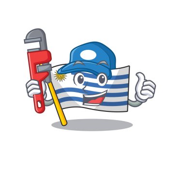 Muslukçu karakterli maskot bayrağı.