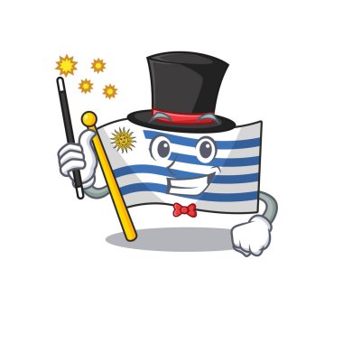 Maskot bayrağı uruguay ve sihirbaz karakteri