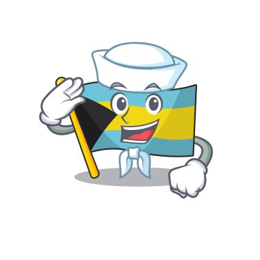 Flag bahamas cartoon with in sailor character vector