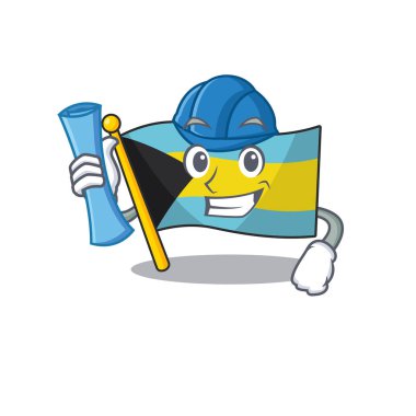 Mutlu mimarda izole edilmiş çizgi film bayrağı bahamaları.